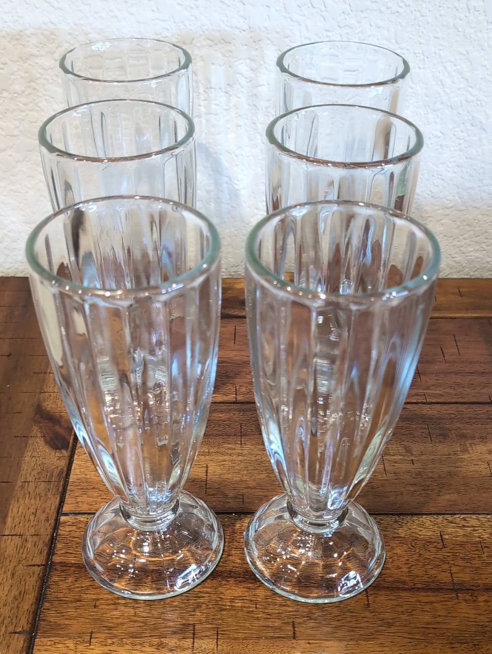 Six (6) Vintage Fountain Shoppe Milkshake Tumblers Root Beer Float Glasses 12oz
